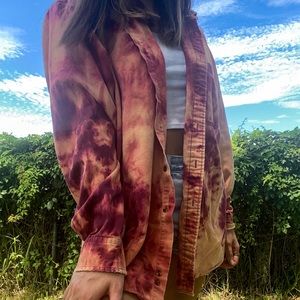 Bleach dyed red flannel
